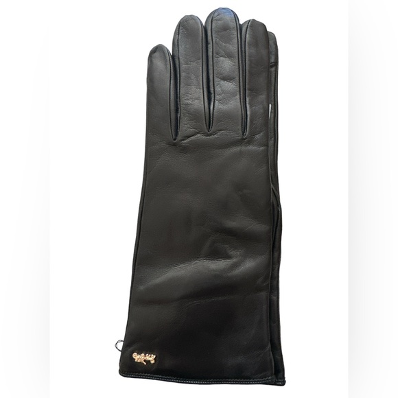NWT Coach Horse And Carriage Leather Tech Gloves Black 7.5 - Picture 1 of 4